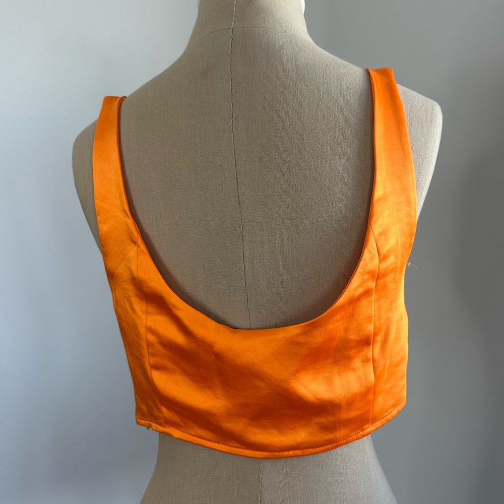Collusion Vibrant Orange Satin Crop Top